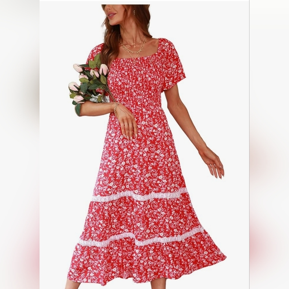 Raikamitu Casual Small Maxi Dress Floral